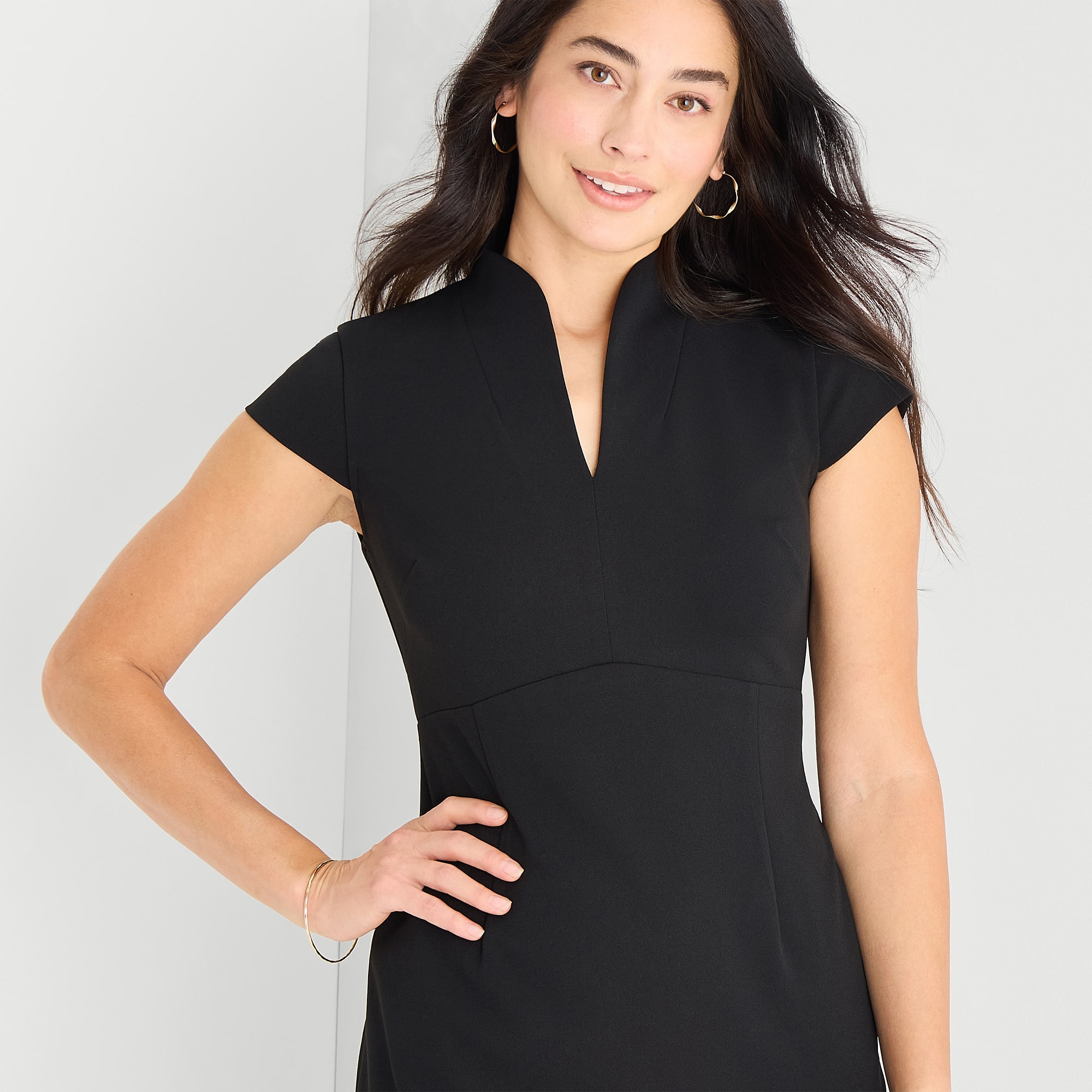 Marc New York Womens V Neck Short Sleeve Sheath Dress