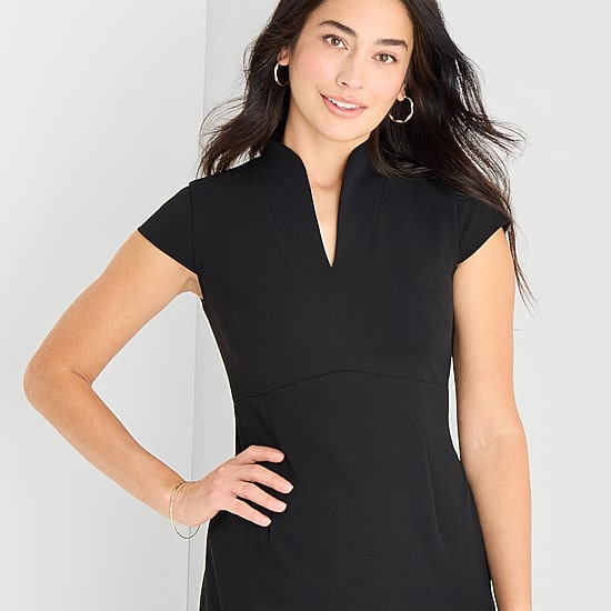 Marc New York Womens V Neck Short Sleeve Sheath Dress