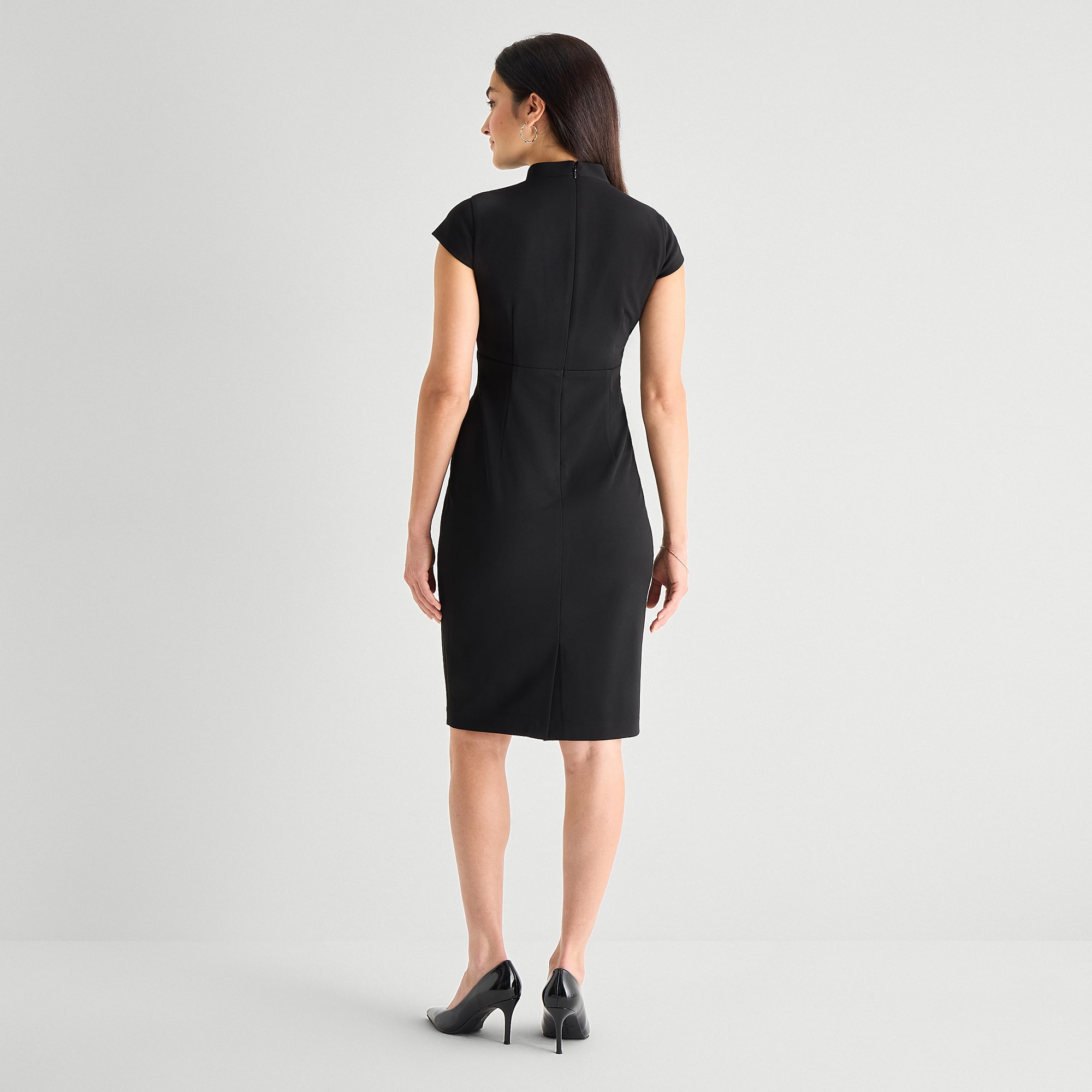 Marc New York Womens V Neck Short Sleeve Sheath Dress