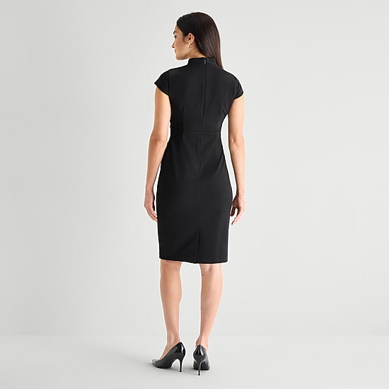 Marc New York Womens V Neck Short Sleeve Sheath Dress
