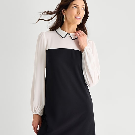 Marc New York Womens Long Sleeve Sheath Dress