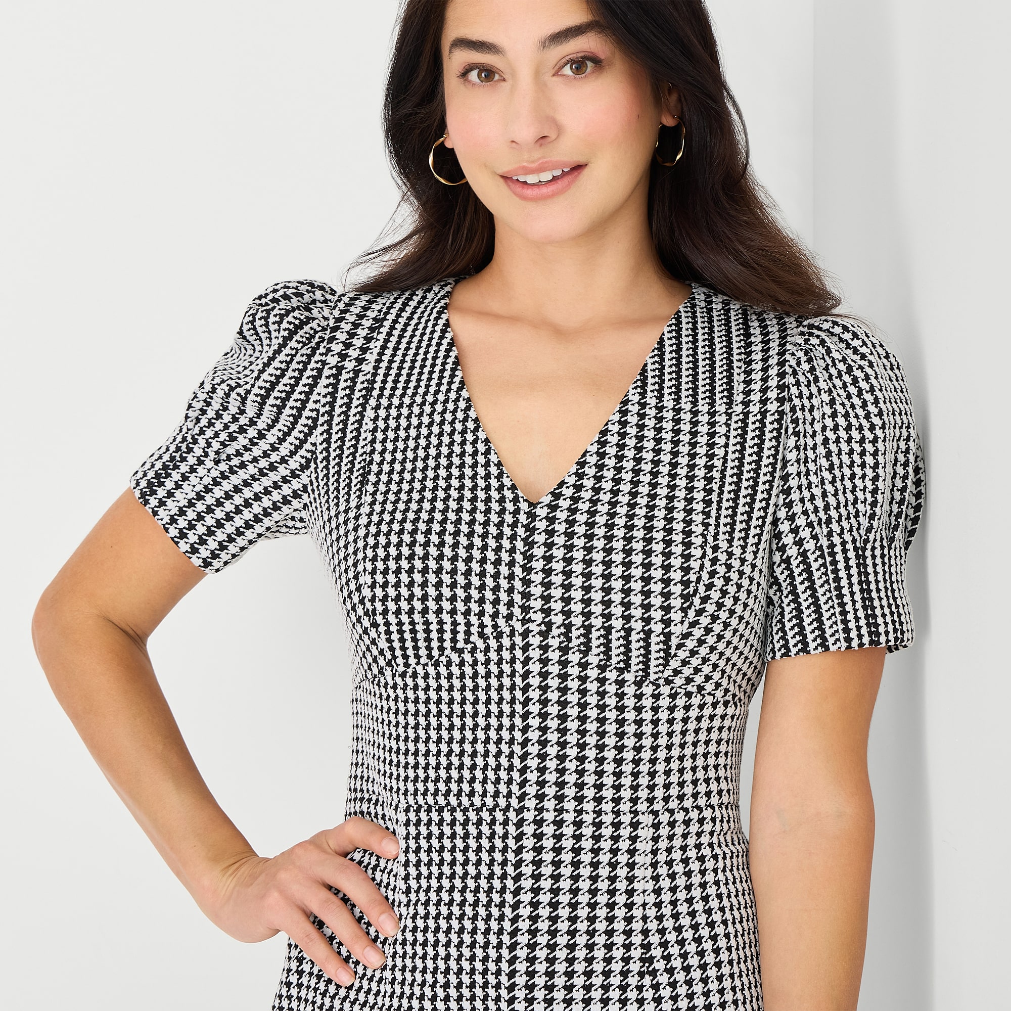 Marc New York Womens V Neck Short Sleeve Sheath Dress