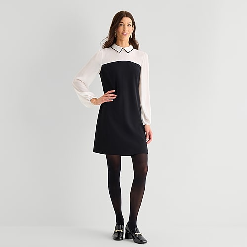 Marc New York Womens Long Sleeve Sheath Dress In Black