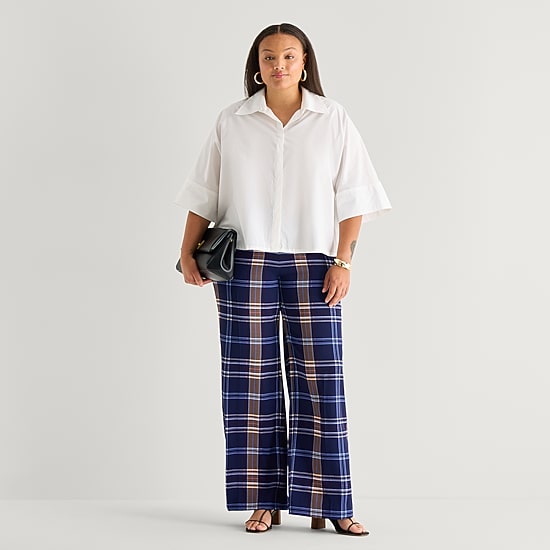 Worthington Womens Plus Dolman Short Sleeve Regular Fit Button-Down Shirt