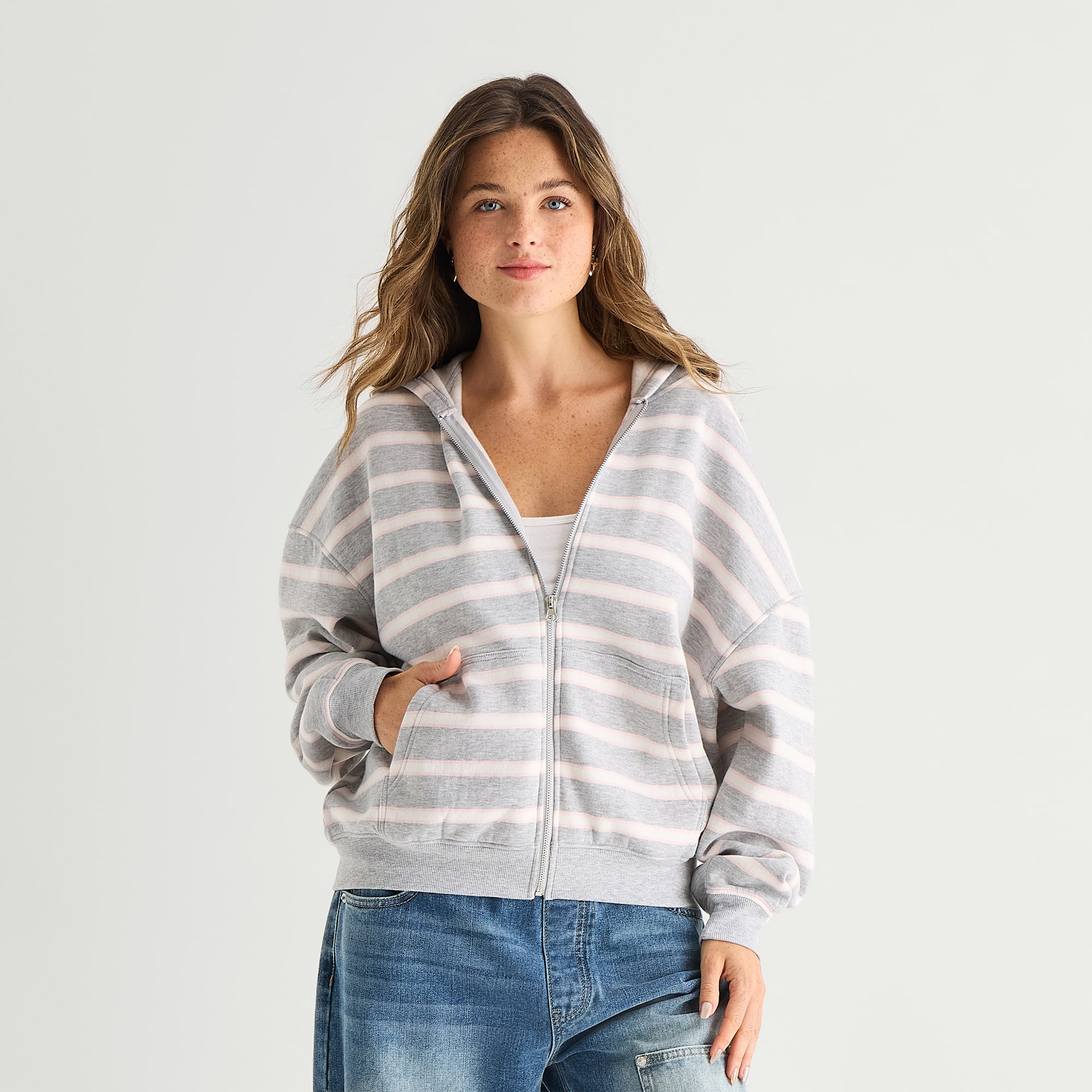 Forever 21 Womens Juniors Long Sleeve Fleece Zipper Hoodie