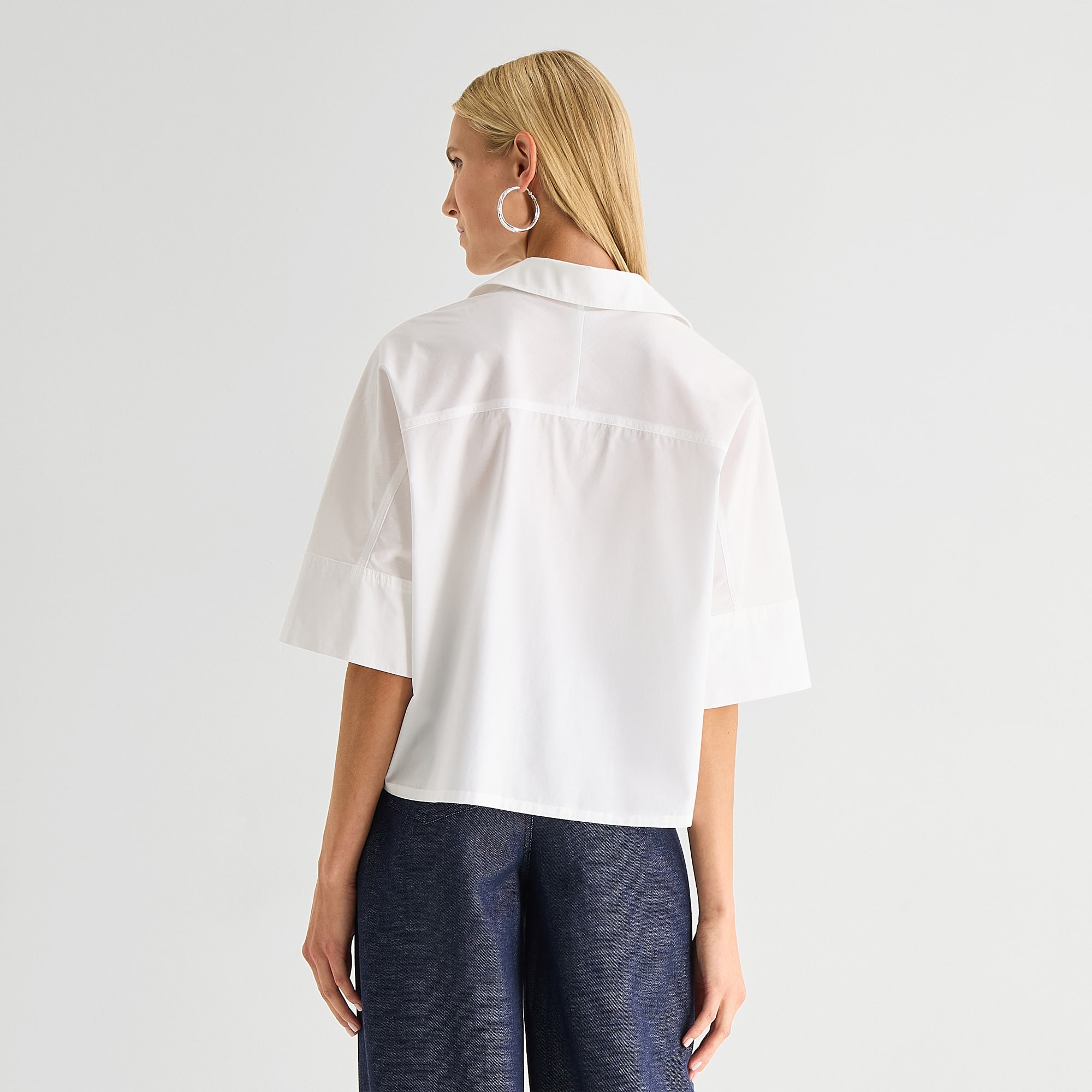 Worthington Womens Cuffed Short Sleeve Regular Fit Poplin Button-Down Shirt
