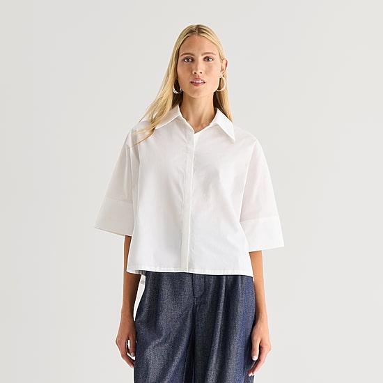 Worthington Womens Cuffed Short Sleeve Regular Fit Button-Down Shirt