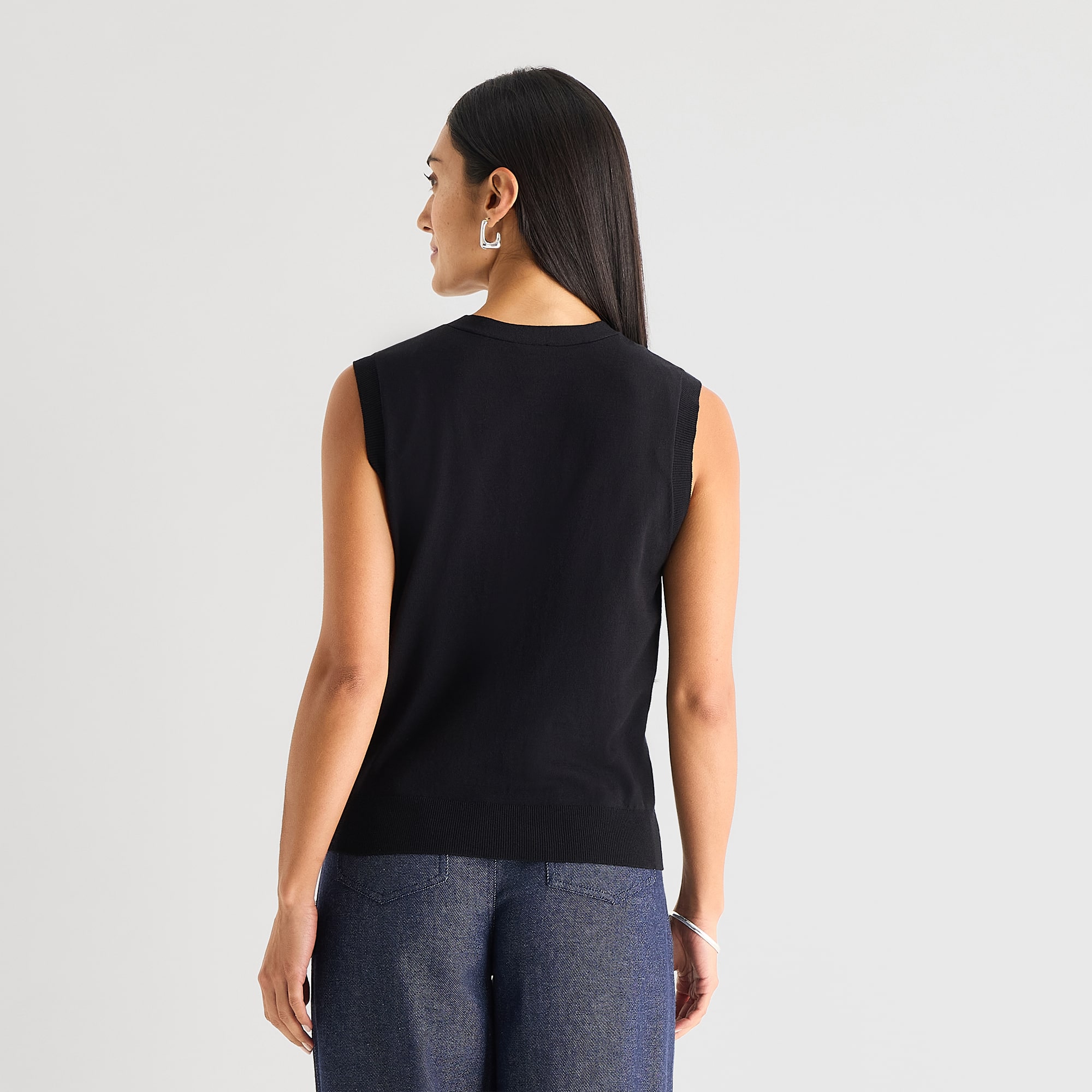 Worthington Womens V Neck Button Sweater Vest