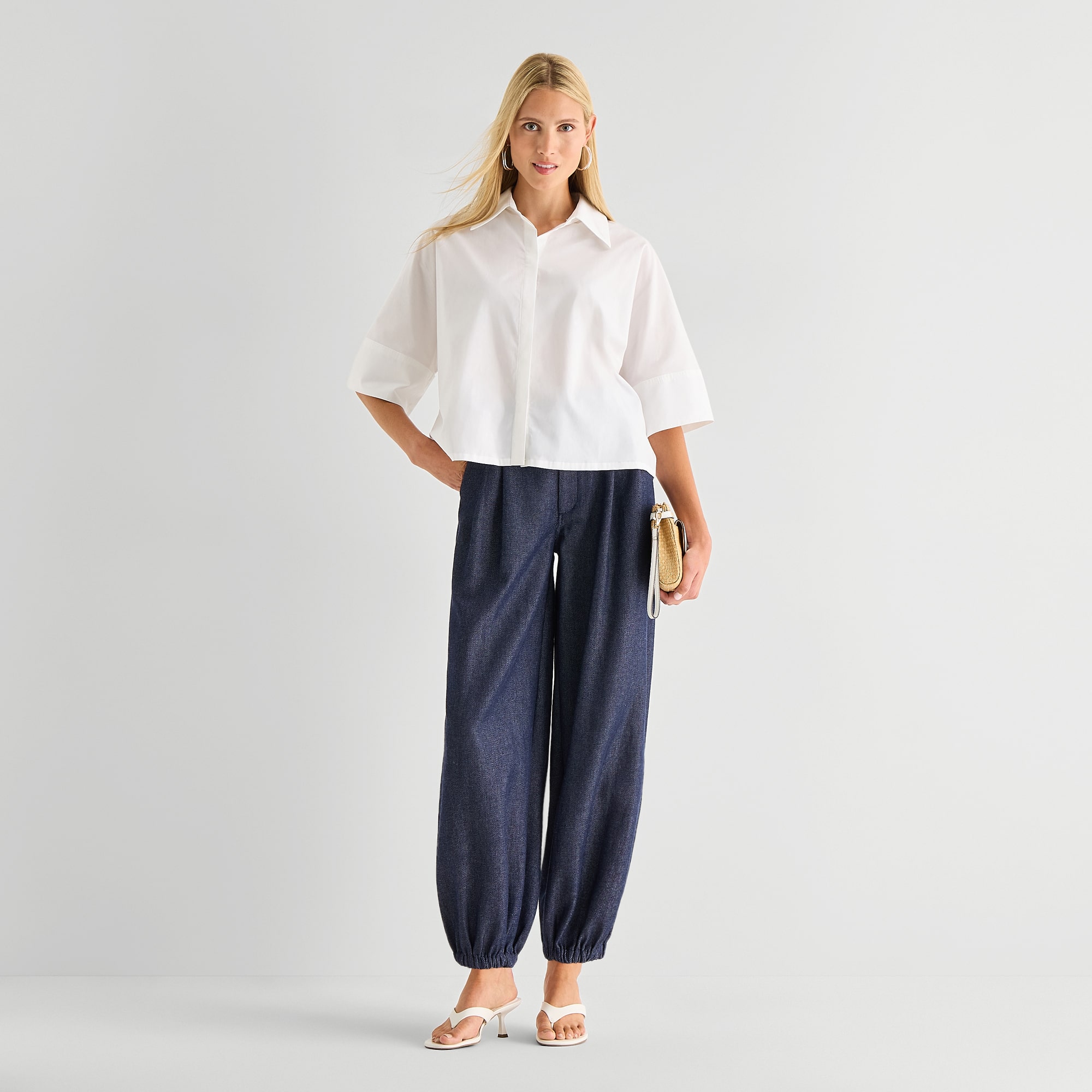 Worthington Womens Cuffed Short Sleeve Regular Fit Poplin Button-Down Shirt