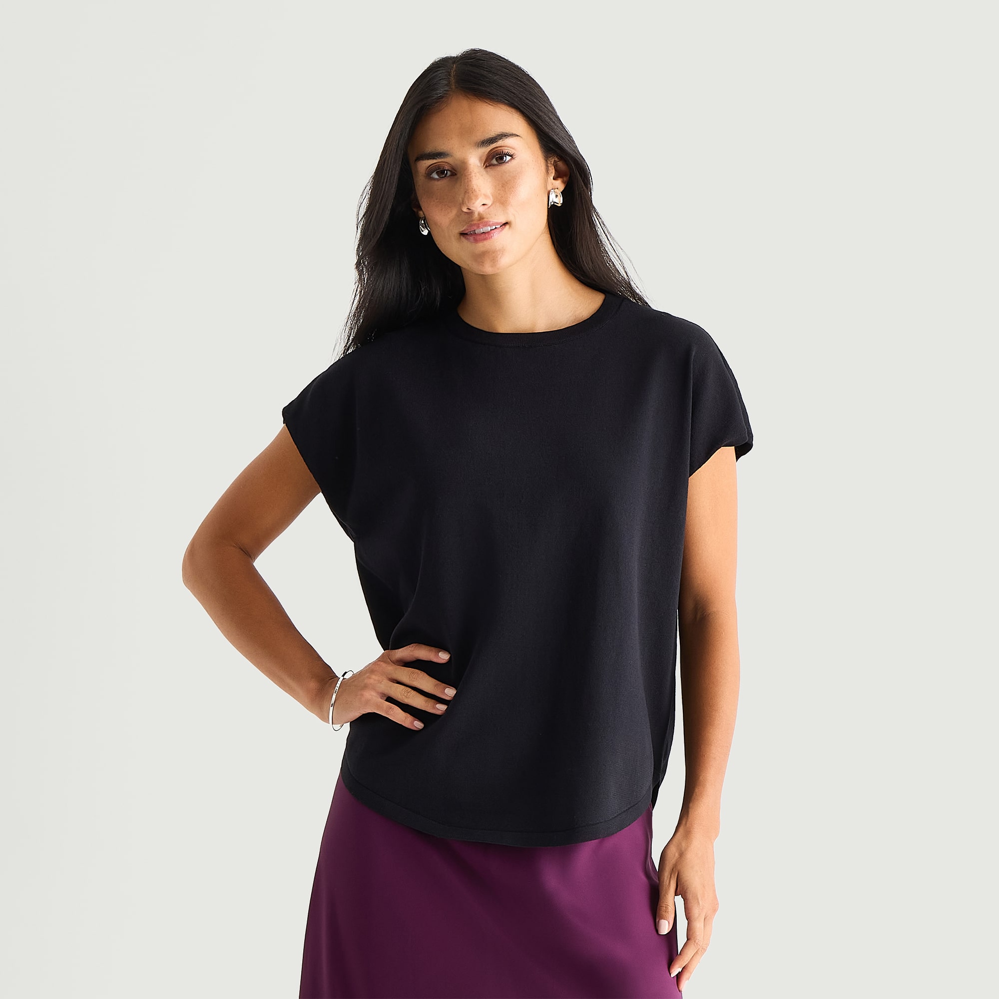 Worthington Womens Crew Neck Sleeveless Pullover Sweater