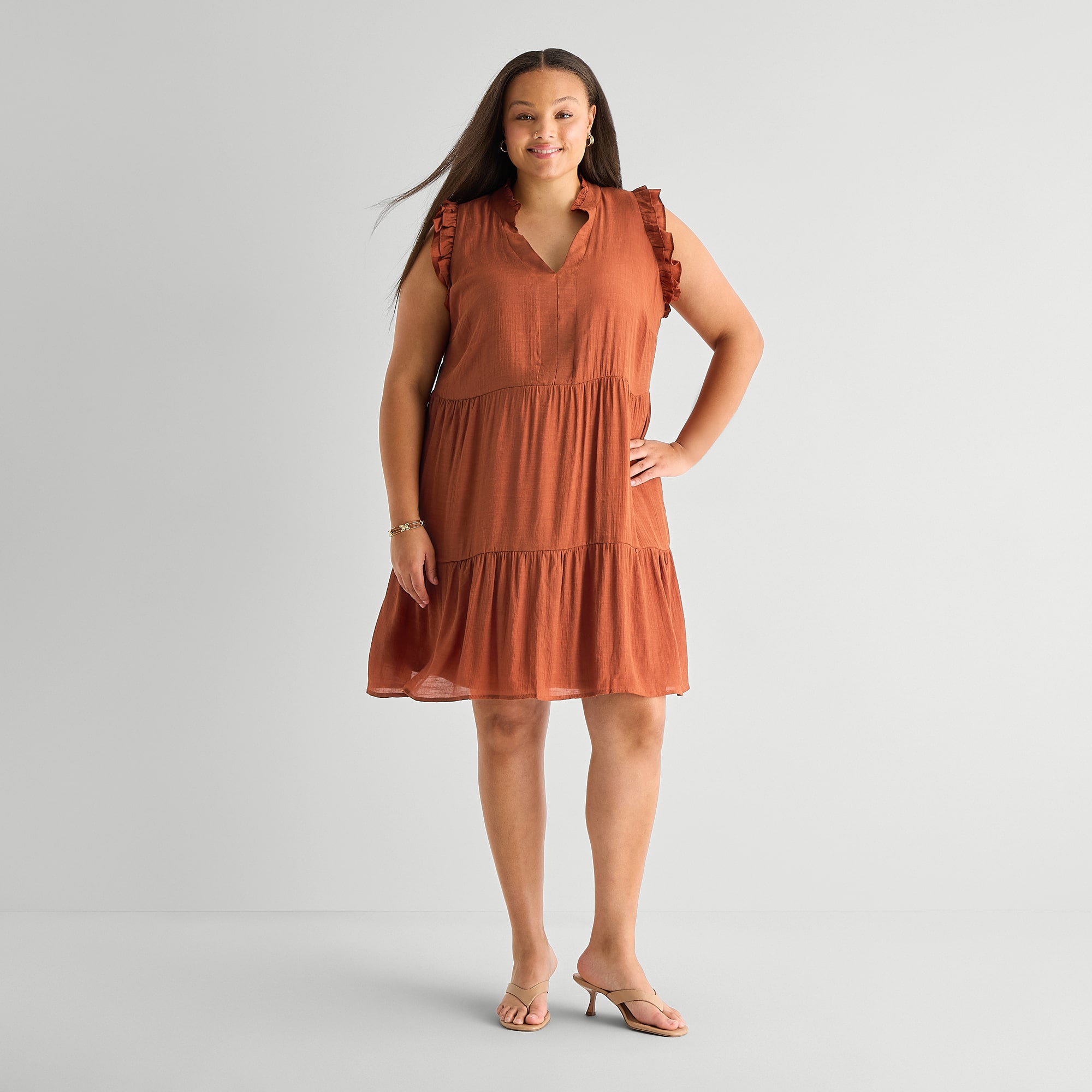 52seven Womens Plus Round Neck Sleeveless Shift Dress