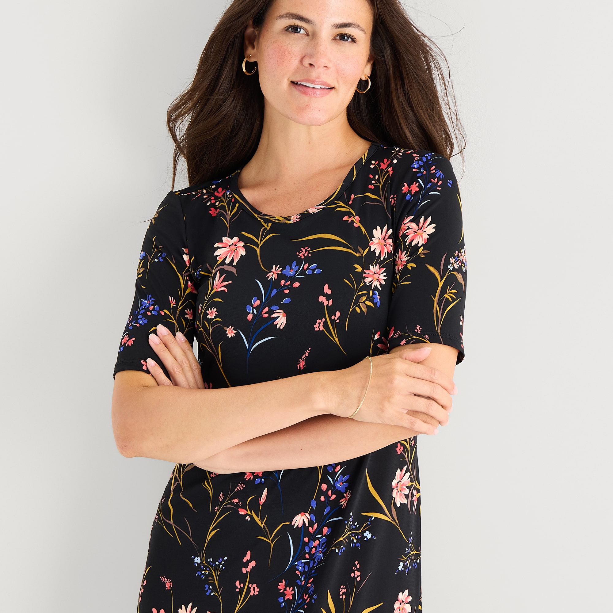 MSK Womens Round Neck Short Sleeve Fitted Maxi Dress