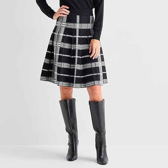 Liz Claiborne Plaid Womens High Rise A-Line Skirt
