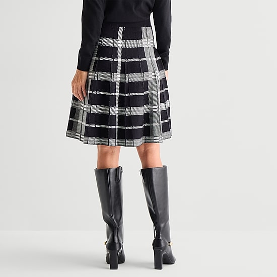 Liz Claiborne Plaid Womens High Rise A-Line Skirt