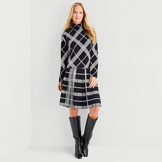 Liz Claiborne Plaid Womens High Rise A-Line Skirt