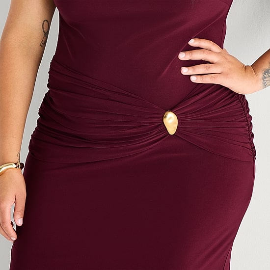 Premier Amour Womens Plus Midi Mock Neck Sleeveless Sheath Dress