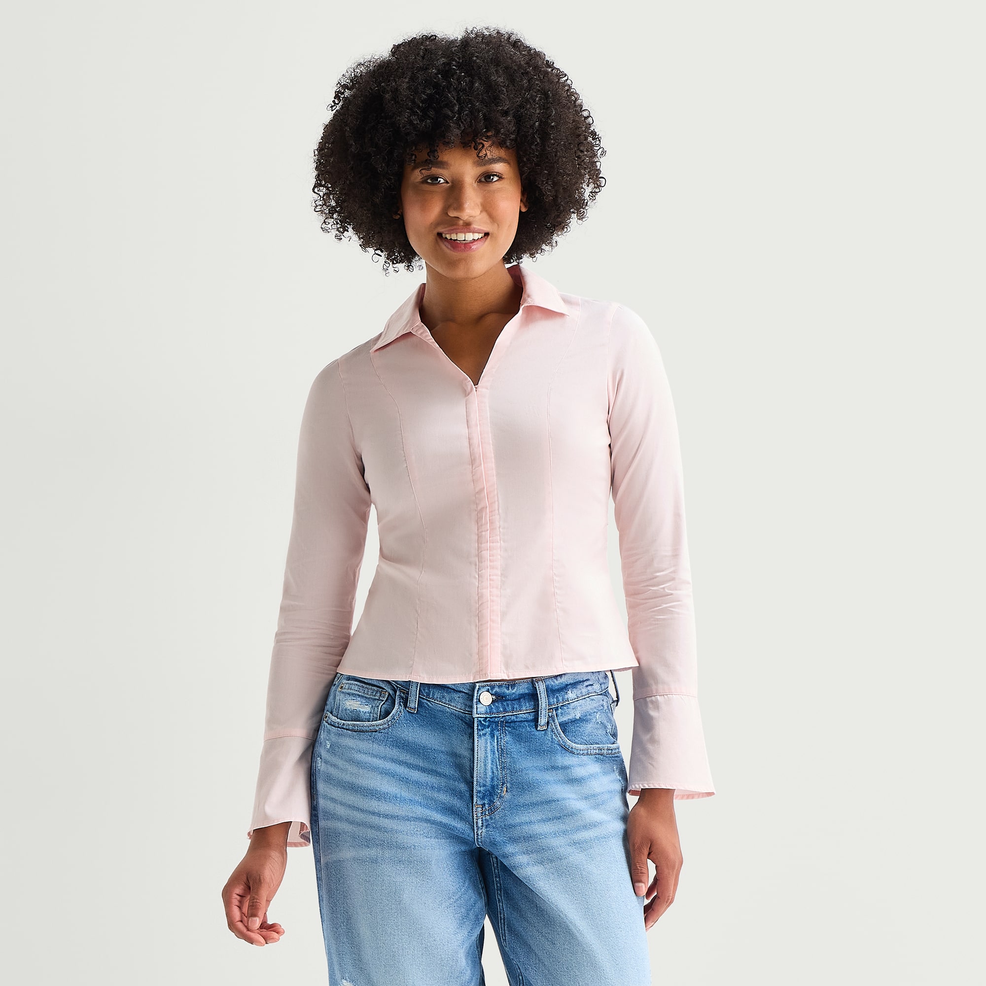 Arizona Womens Juniors Long Sleeve Regular Fit Flannel Shirt