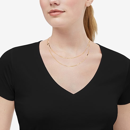 Made in Italy Womens 10K Gold 16 Inch Link Chain Necklace