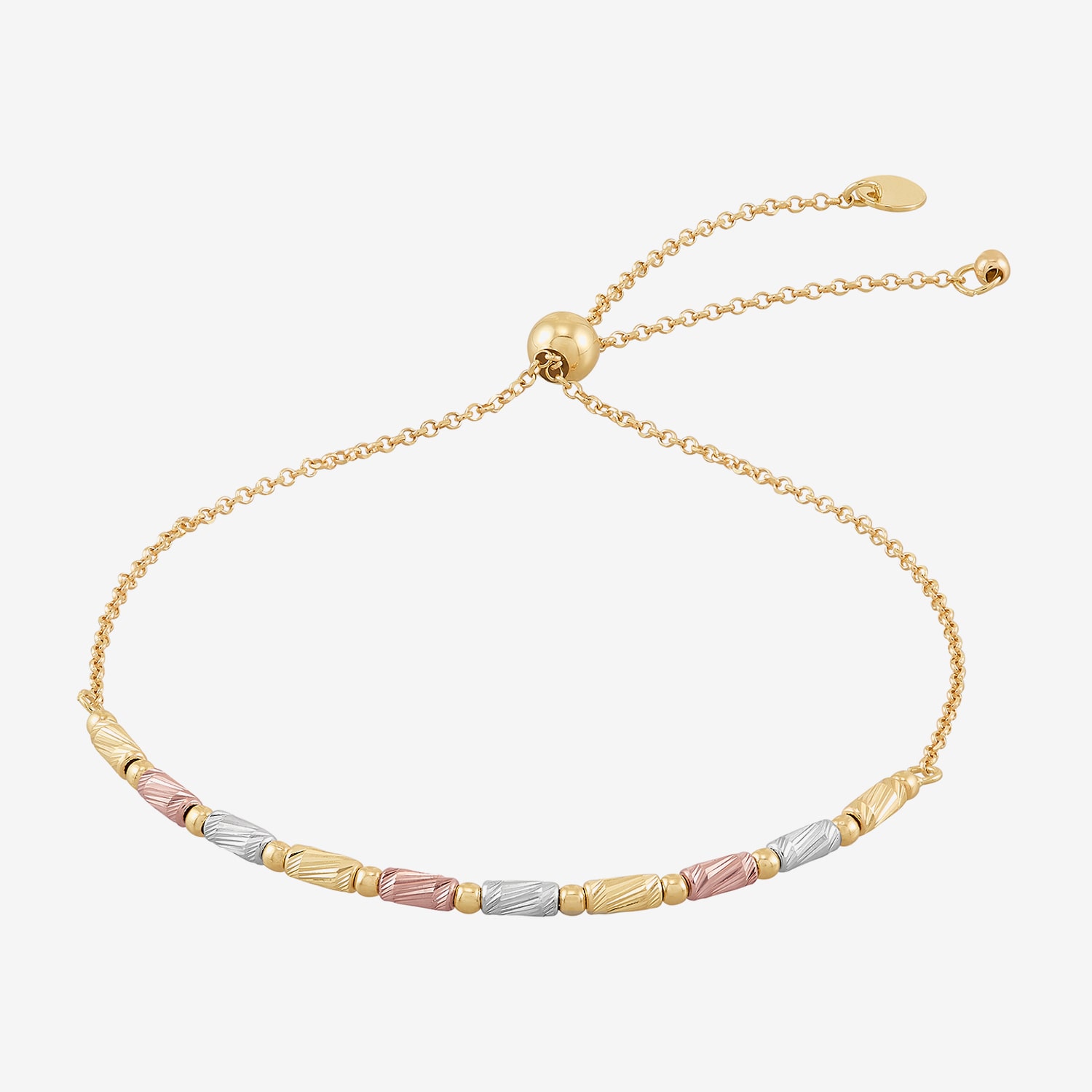 Made in Italy Womens 10K Tri-Color Gold Bolo Bracelet