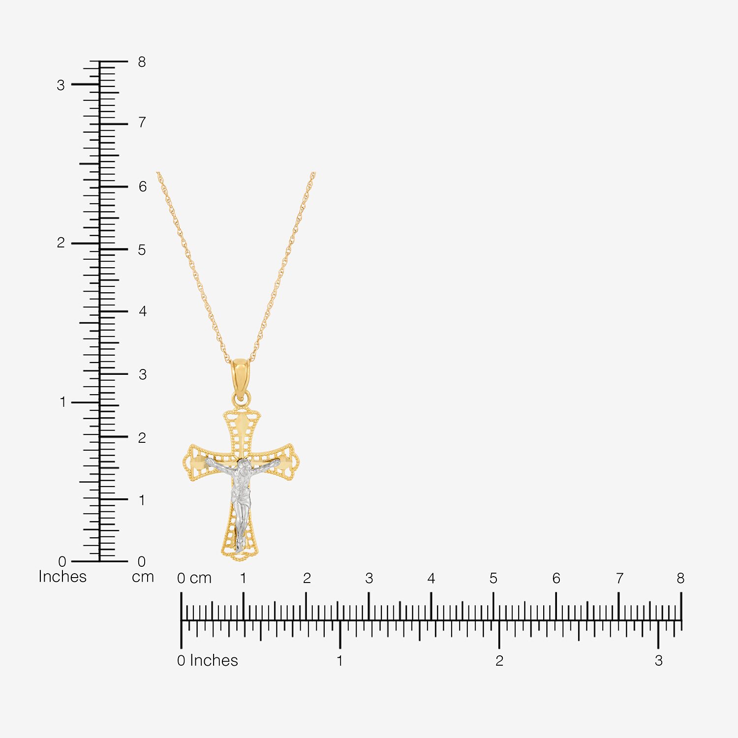 Limited Quantities! Womens 10K Two Tone Gold Cross 18 Inch Pendant Necklace