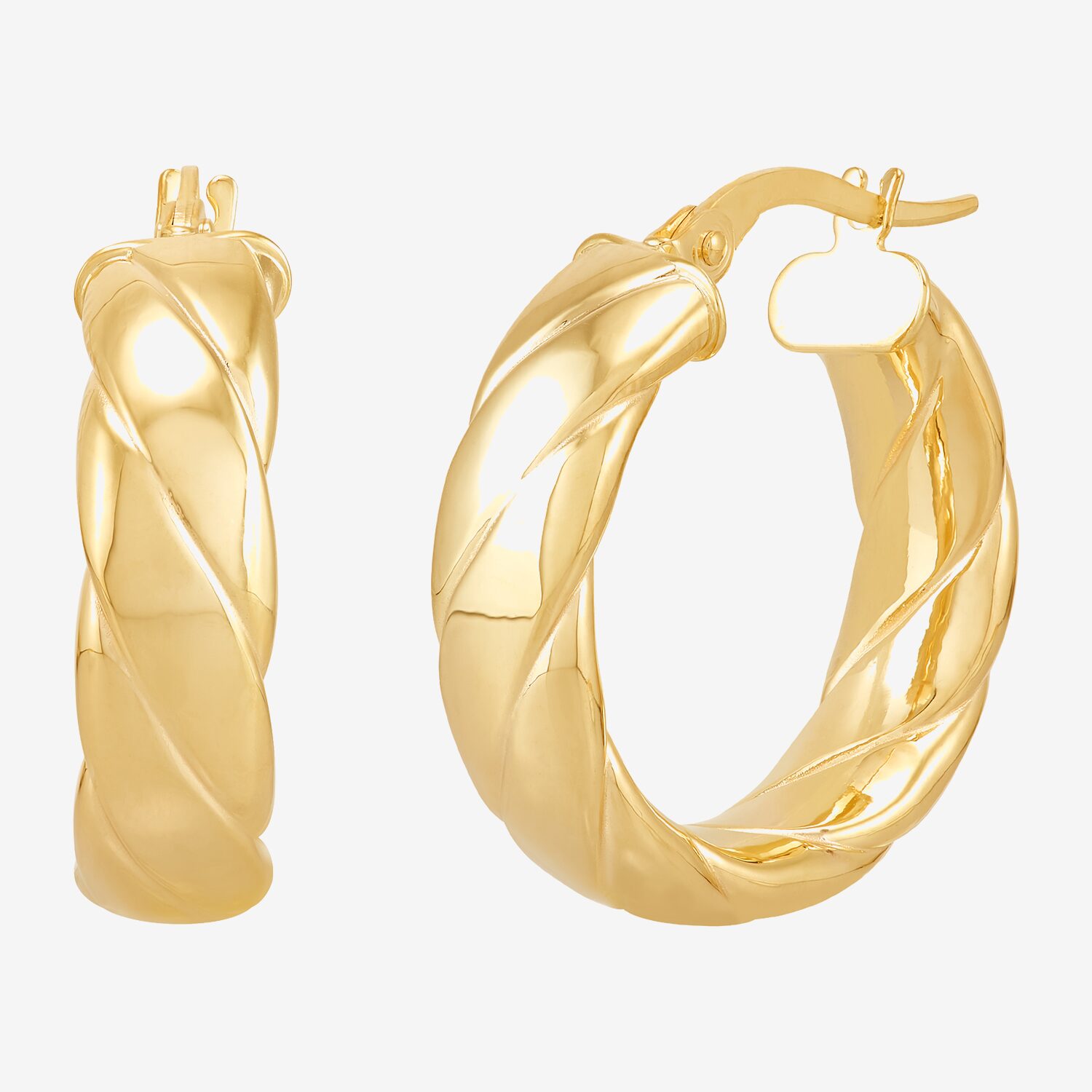 Made in Italy Womens 10K Gold 21mm Hoop Earrings