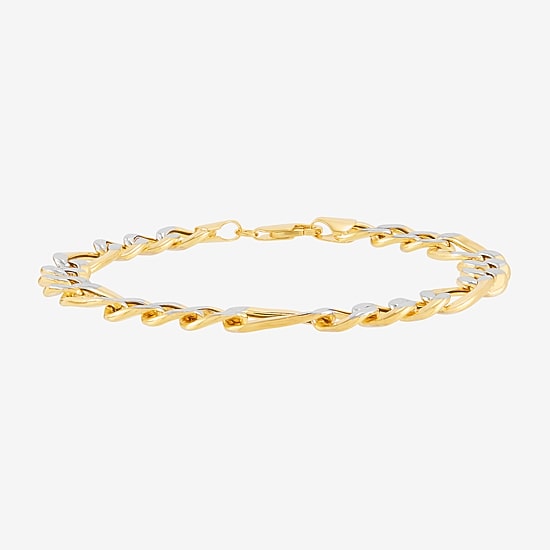 Limited Quantities! Womens 10K Gold 8 Inch Hollow Figaro Chain Bracelet