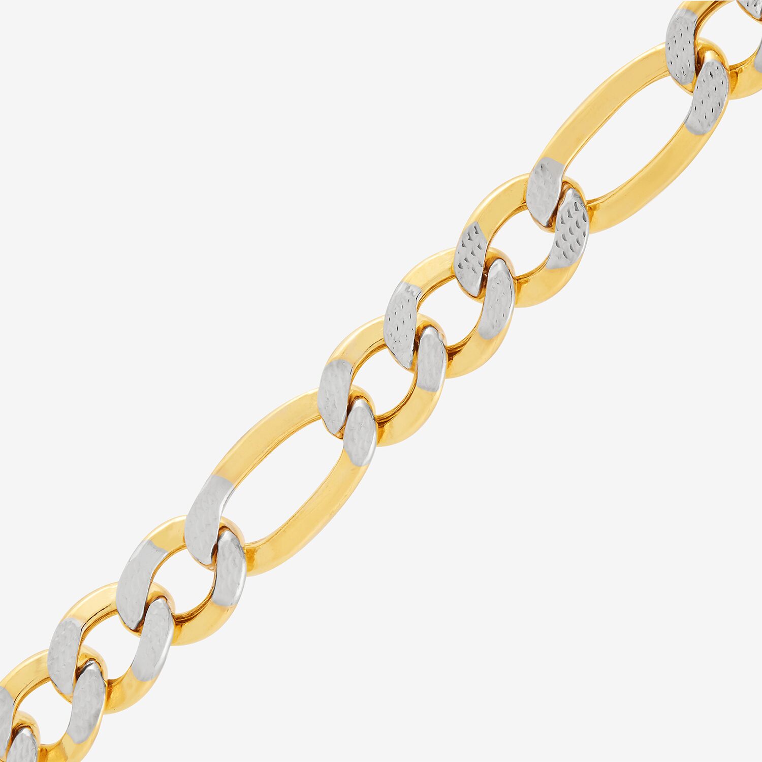 Limited Quantities! Womens 10K Gold 8 Inch Hollow Figaro Chain Bracelet