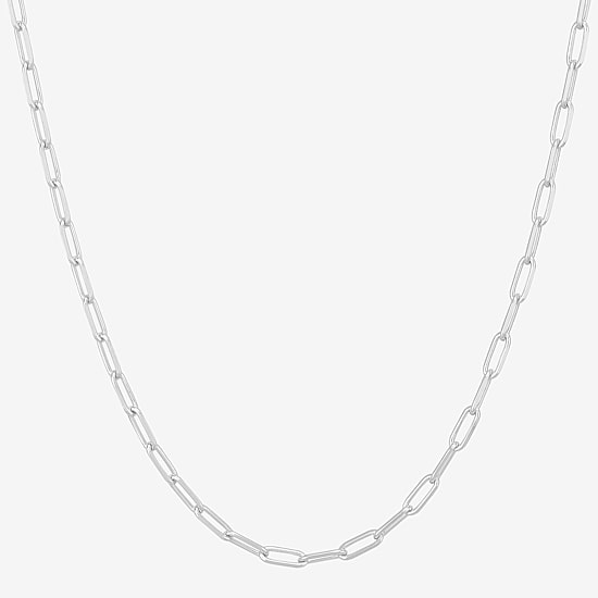Made in Italy Womens Sterling Silver 22 Inch Paperclip Chain Necklace
