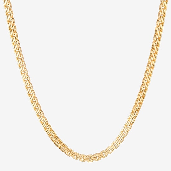 Made in Italy Unisex Adult 18K Gold Over Silver 22 Inch Box Chain Necklace