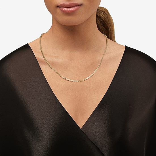 Made in Italy Unisex Adult 18K Gold Over Silver 22 Inch Box Chain Necklace
