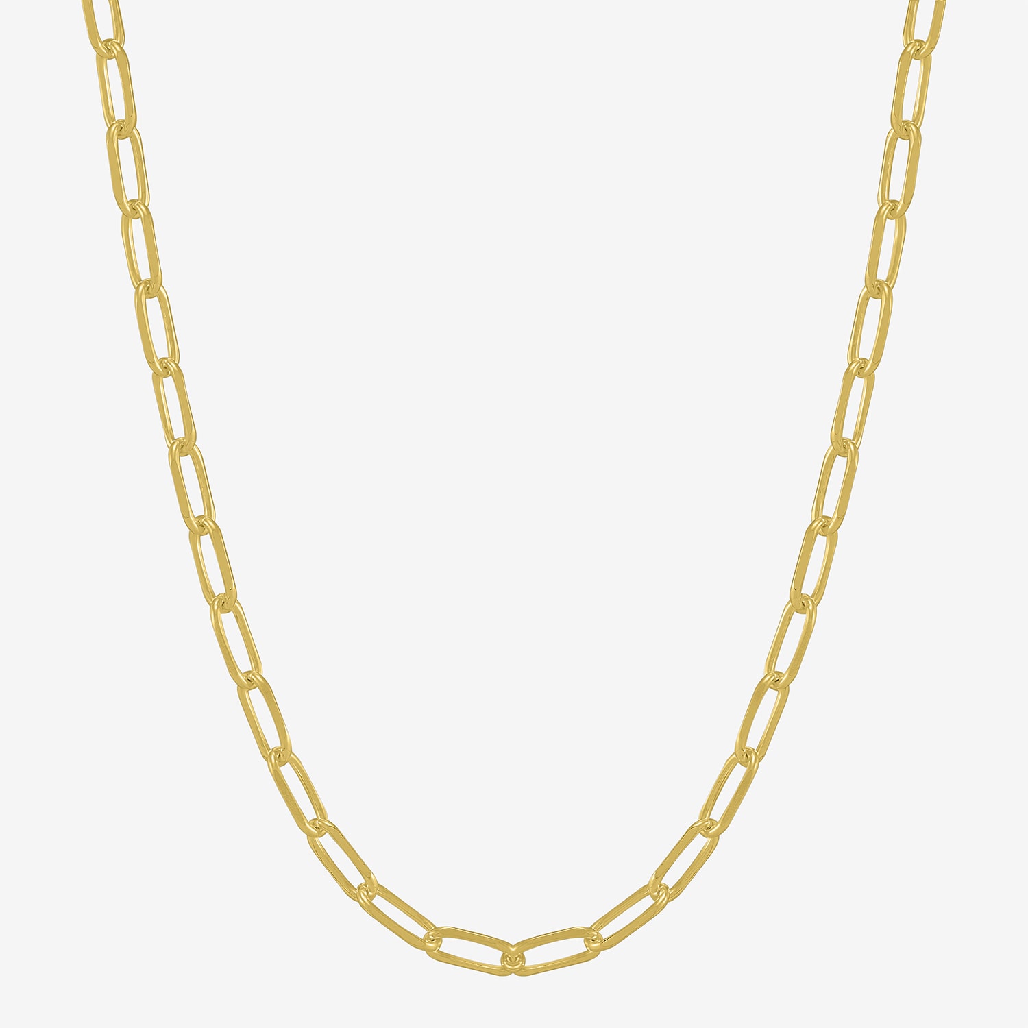 Womens 18K Gold Over Silver 24 Inch Paperclip Chain Necklace