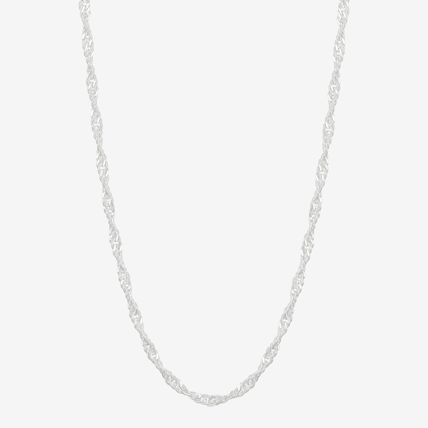 Womens Sterling Silver 24 Inch Singapore Chain Necklace