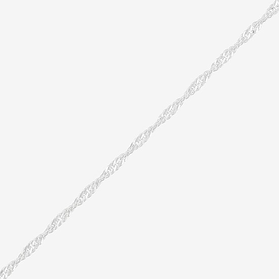 Womens Sterling Silver 24 Inch Singapore Chain Necklace