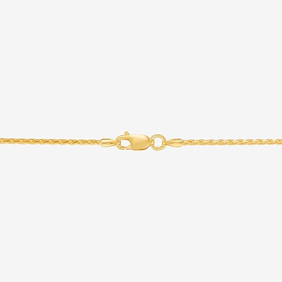 Womens 24K Gold Over Silver 16 Inch Wheat Chain Necklace