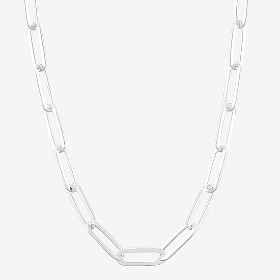 Womens Sterling Silver 24 Inch Paperclip Chain Necklace