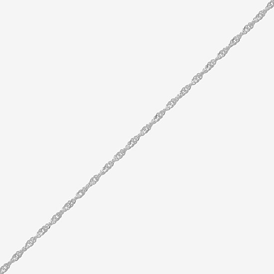 Womens Sterling Silver 24 Inch Singapore Chain Necklace