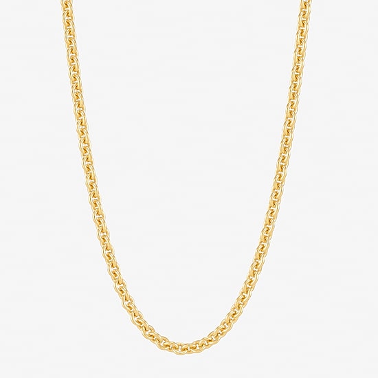 Womens 18K Gold Over Silver 16 Inch Rolo Chain Necklace