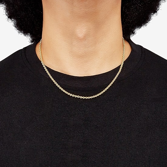 Womens 18K Gold Over Silver 16 Inch Rolo Chain Necklace