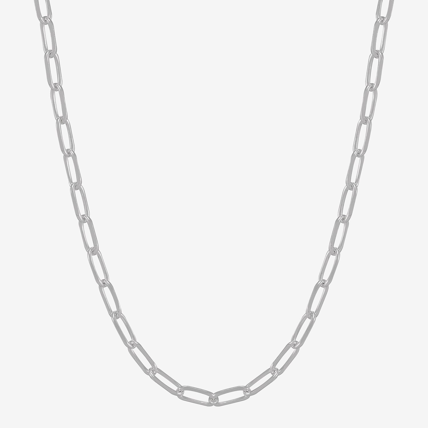 Womens Sterling Silver Inch Paperclip Chain Necklace