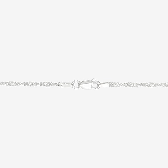 Womens Sterling Silver 16 Inch Singapore Chain Necklace