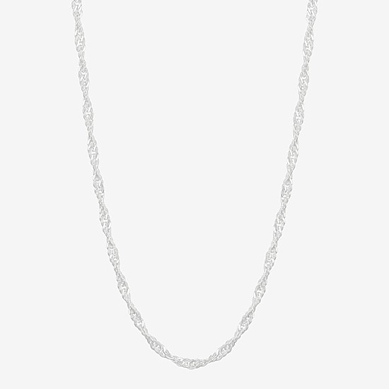 Womens Sterling Silver 16 Inch Singapore Chain Necklace