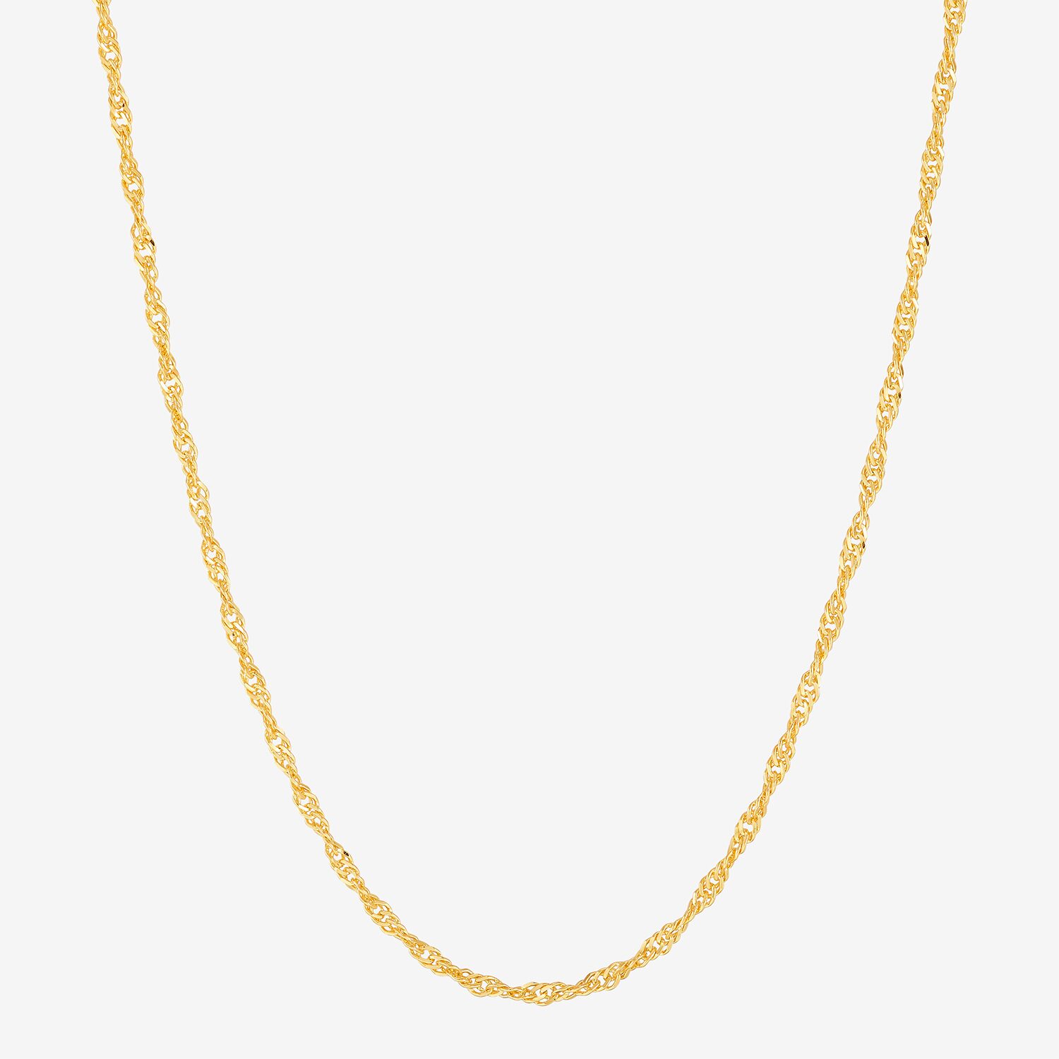 Womens 24K Gold Over Silver 16 Inch Singapore Chain Necklace