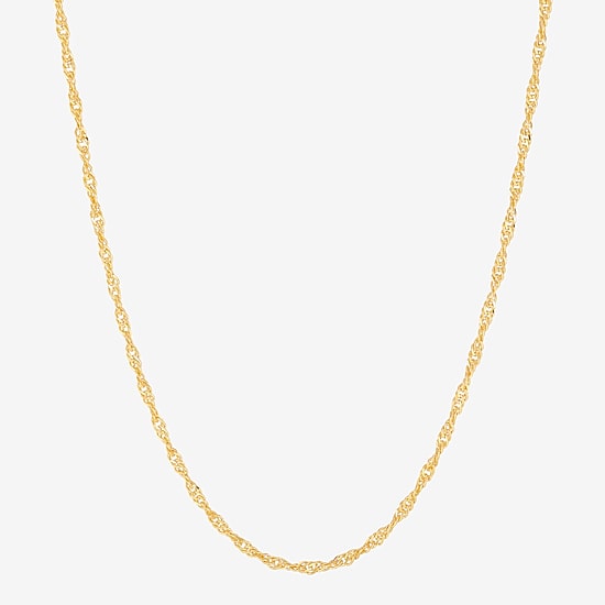 Womens 24K Gold Over Silver 16 Inch Singapore Chain Necklace