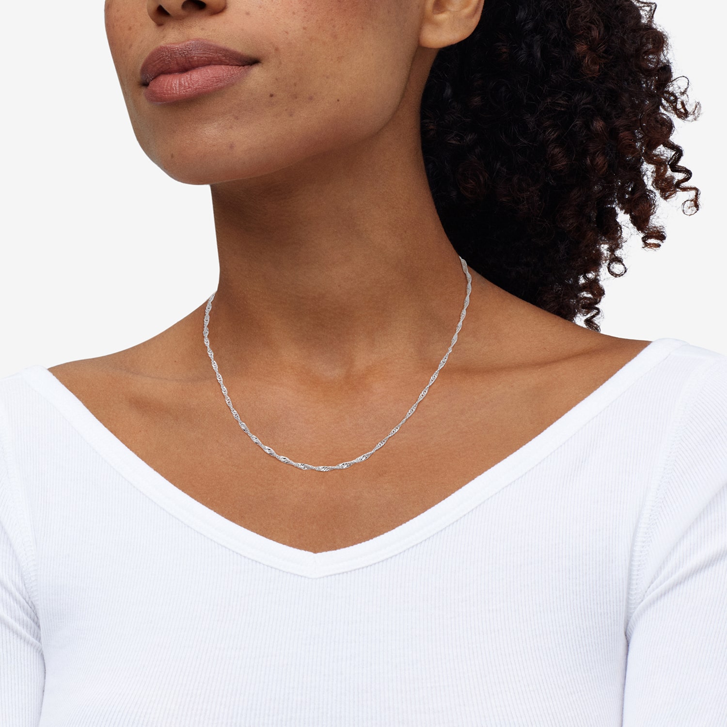 Womens Sterling Silver 16 Inch Singapore Chain Necklace
