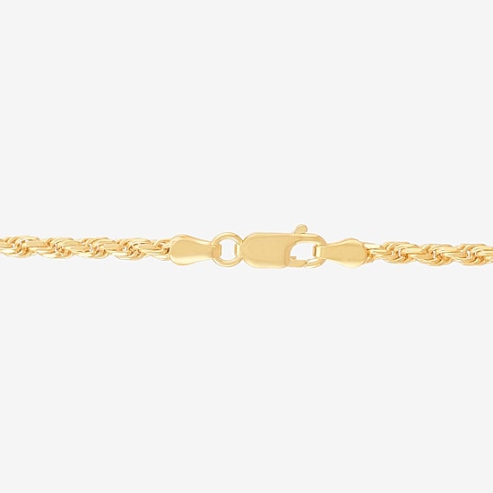 Womens 24K Gold Over Silver 24 Inch Rope Chain Necklace