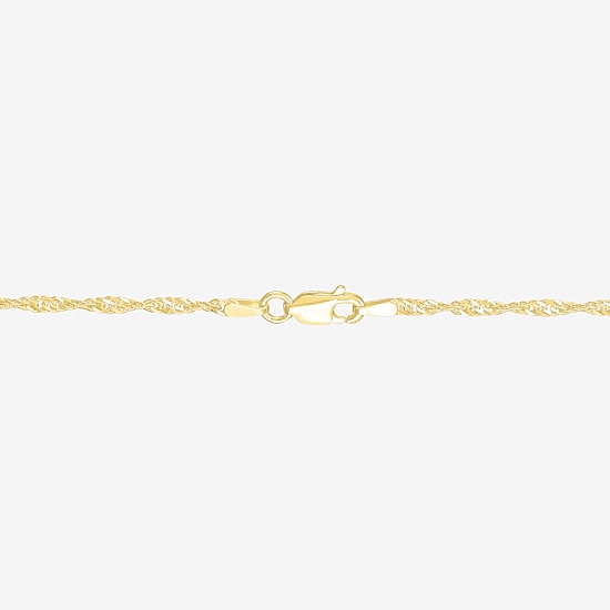 Womens 18K Gold Over Silver 16 Inch Singapore Chain Necklace