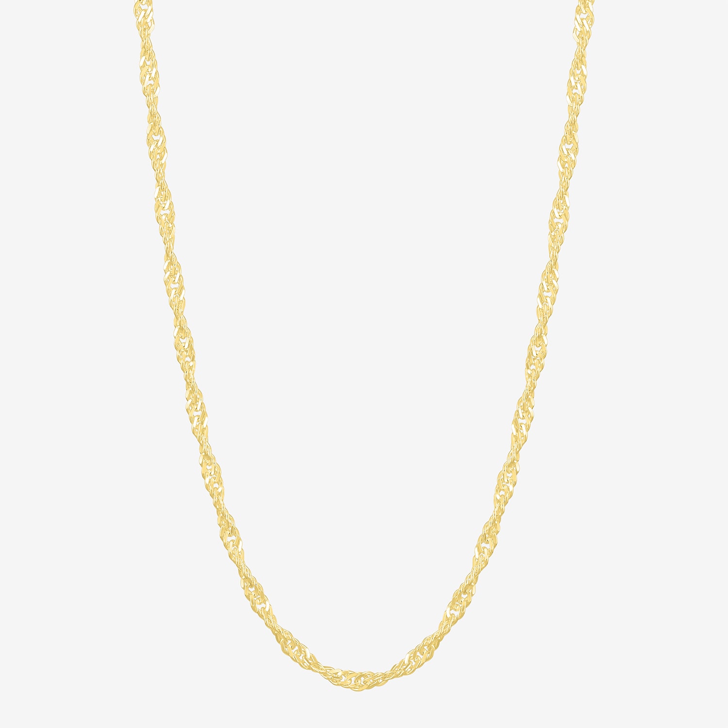 Womens 18K Gold Over Silver 16 Inch Singapore Chain Necklace
