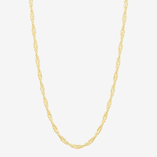 Womens 18K Gold Over Silver 16 Inch Singapore Chain Necklace