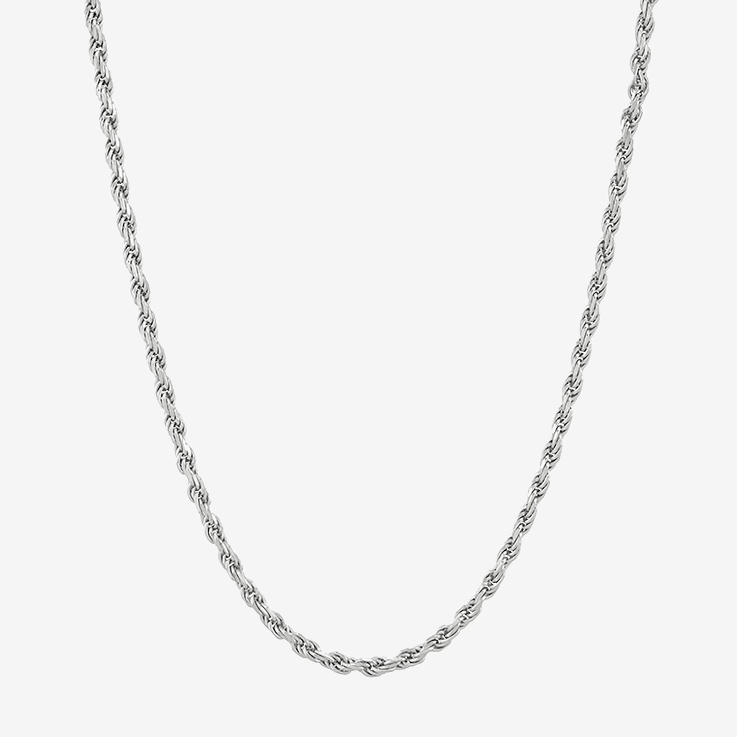 Womens Sterling Silver Inch Rope Chain Necklace