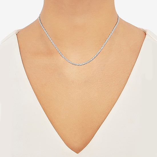 Womens Sterling Silver 16 Inch Rope Chain Necklace